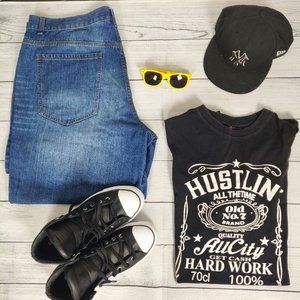 IcedOut Mens Tshirt Hustlin Black 3XL